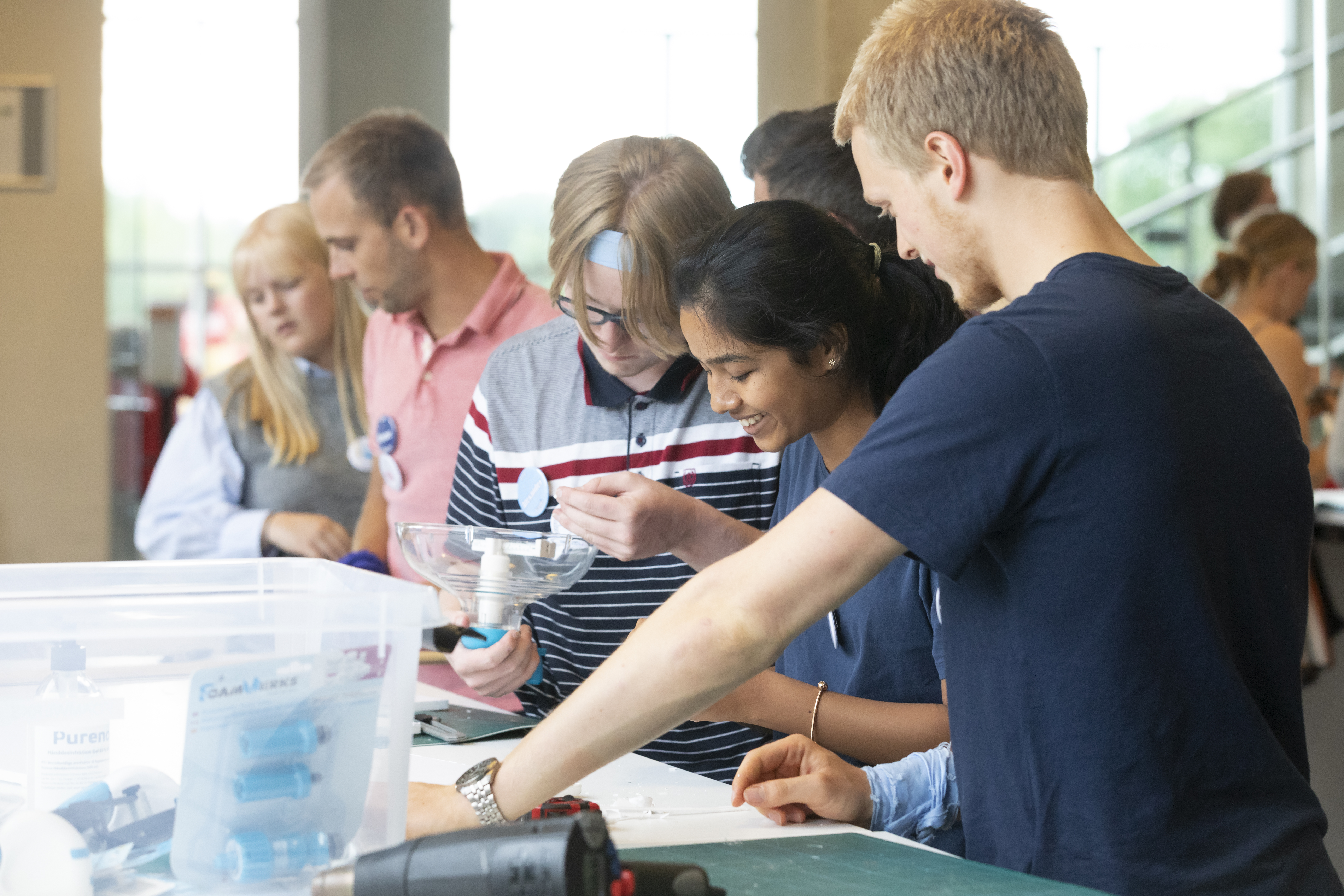 Students doing practical group exercises